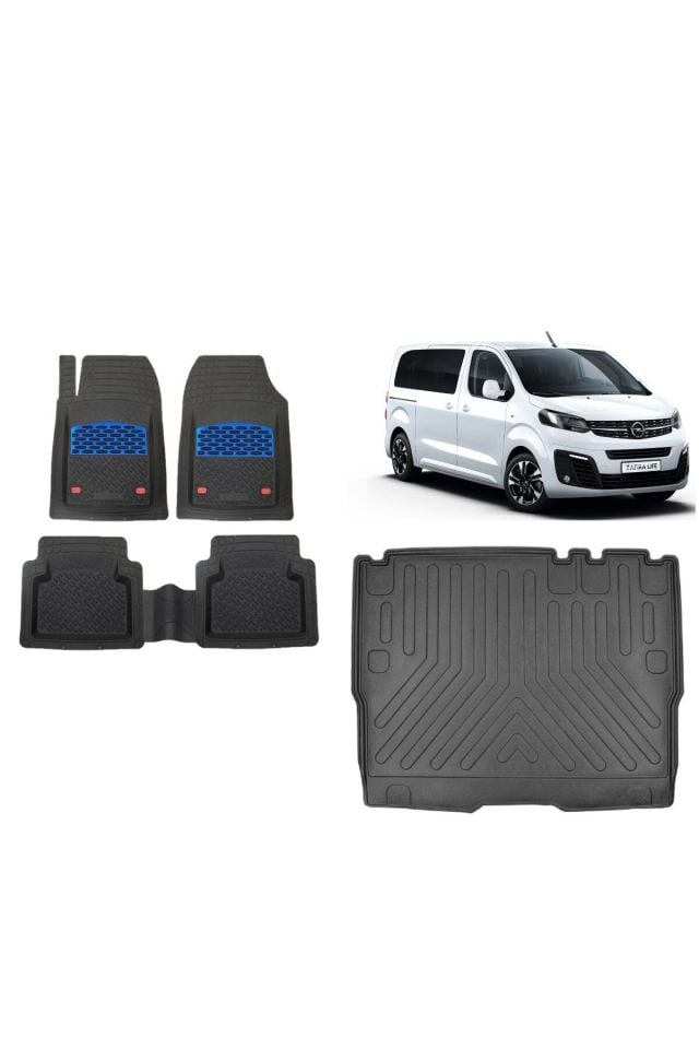 Opel Zafira Life 2022 Model Bagaj Havuzu+3D Havuzlu Safir Mavi Kromluu Paspas