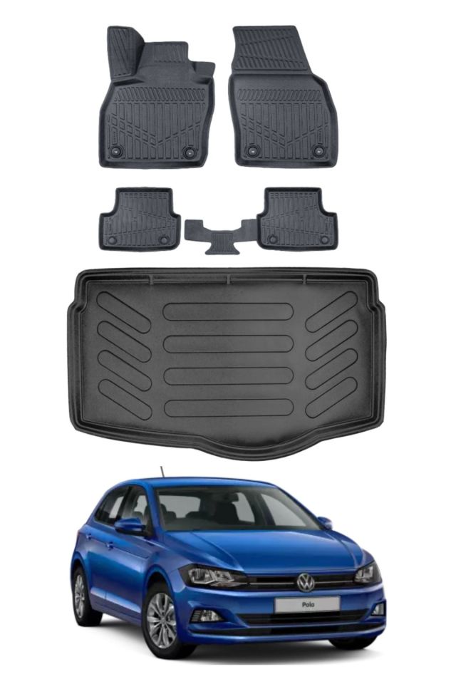 Volkswagen Polo 2019 Model Alt Bagaj Havuzu Araca Özel Siyah Paspas Takımı