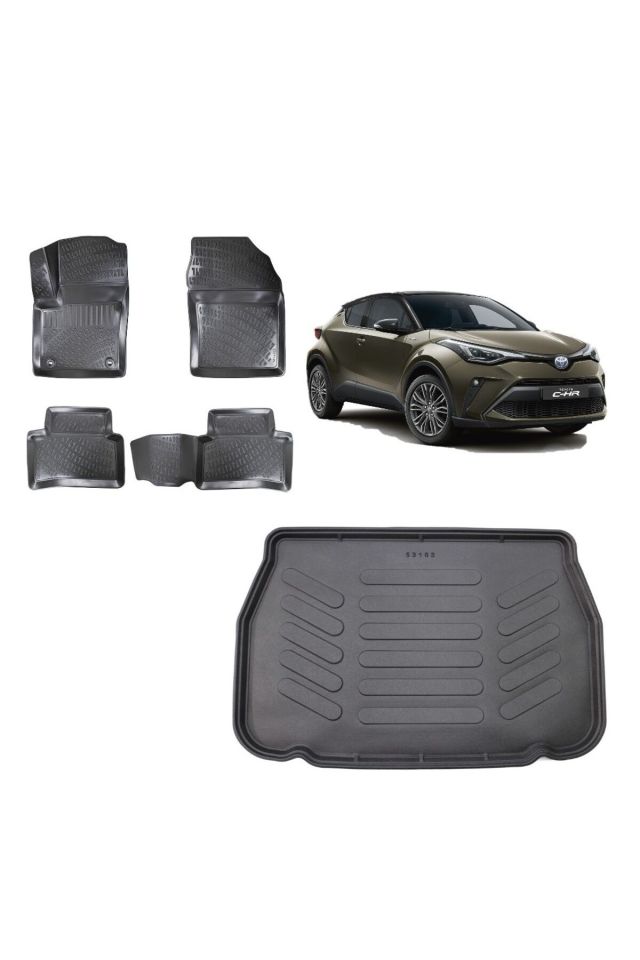 Toyota CHR 2019 Stepneli Model 3D Bagaj Havuzu+3D Havuzlu Araca Özel Paspas Takımı