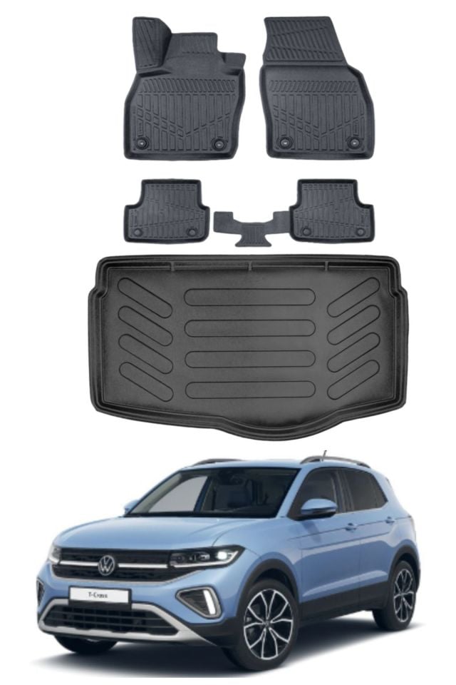 Volkswagen T-Cross 2024 Model Alt Bagaj Havuzu Araca Özel Siyah Paspas Takımı