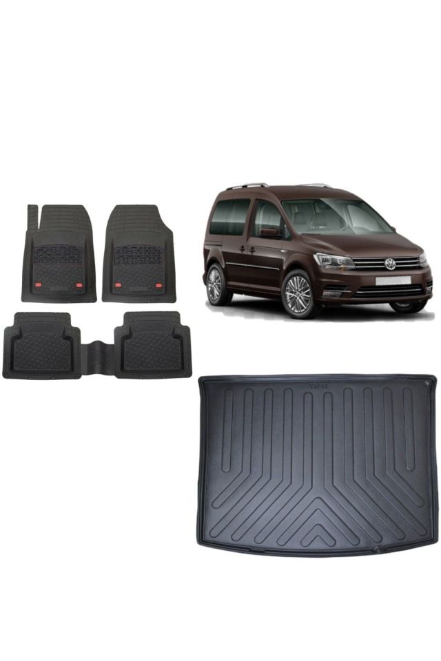 Volkswagen Caddy 2014 Model 3D Bagaj Havuzu+3D Havuzlu Safir Siyah Renk Paspas