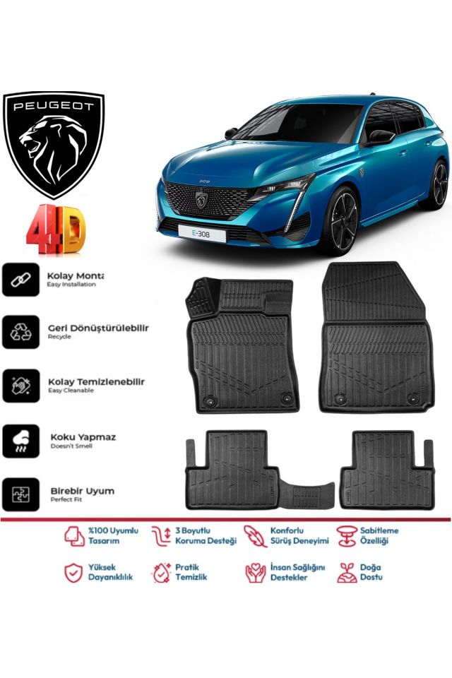 Peugeot 308 2024 Model 4D Havuzlu Paspas