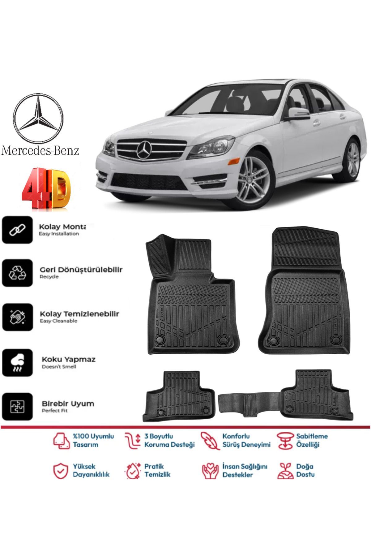 Mercedes C Serisi W204 2009 Model 4D Havuzlu Paspas