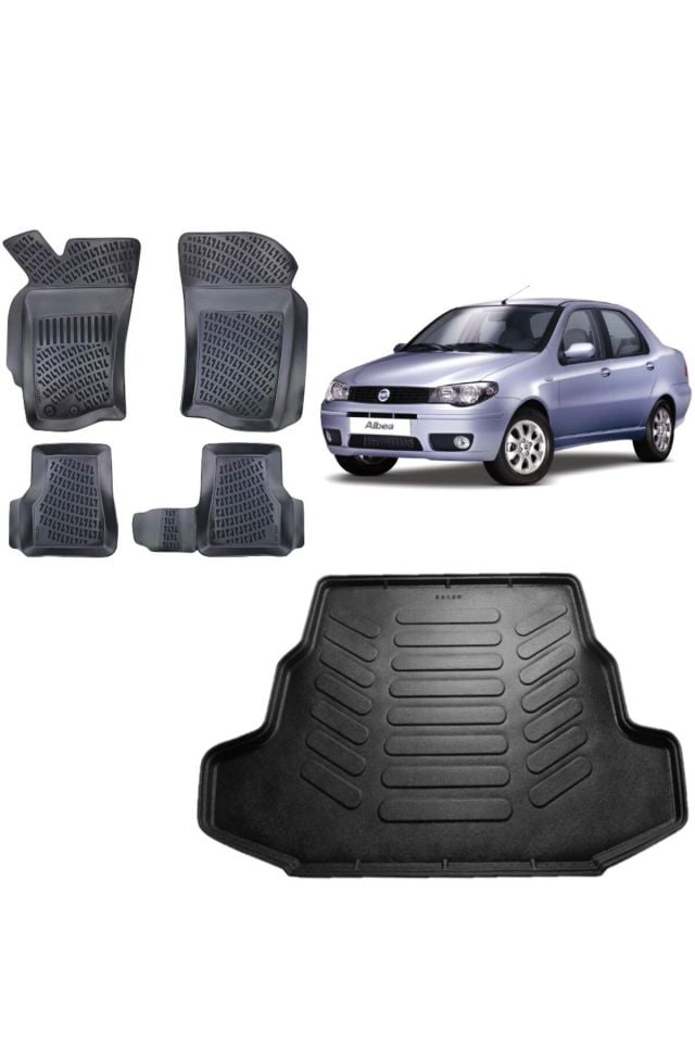 Fiat Albea 2006 Model 3D Bagaj Havuzu+3D Havuzlu Araca Özel Paspas Takımı