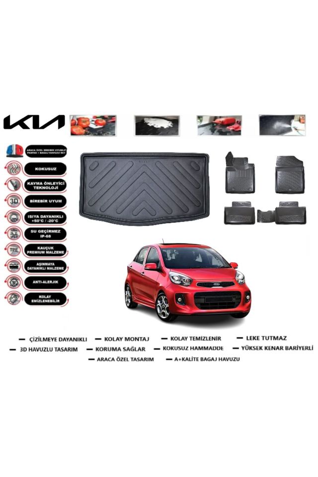 Kia Picanto 2013 Model Bagaj Havuzu Araca Özel Paspas Takımı Prrox