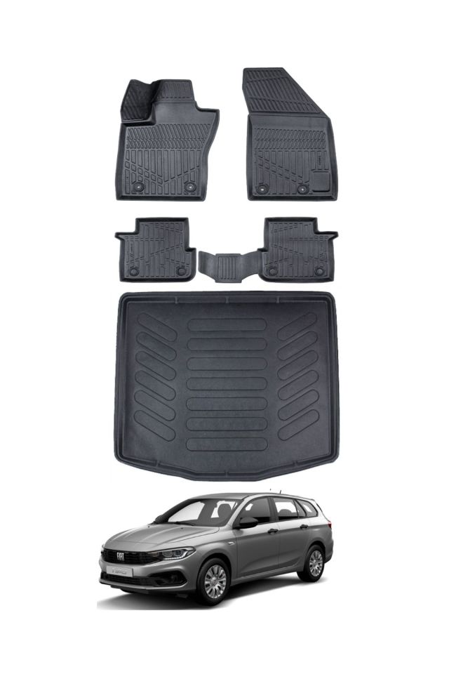Fiat Egea Station Vagon 2015 Model Alt Bagaj Havuzu Araca Özel Siyah Paspas Takımı