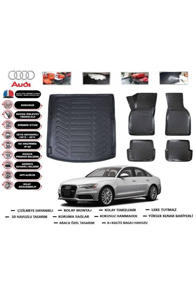 Audi A6 2016 Model Bagaj Havuzu Araca Özel Paspas Takımı kauçuk