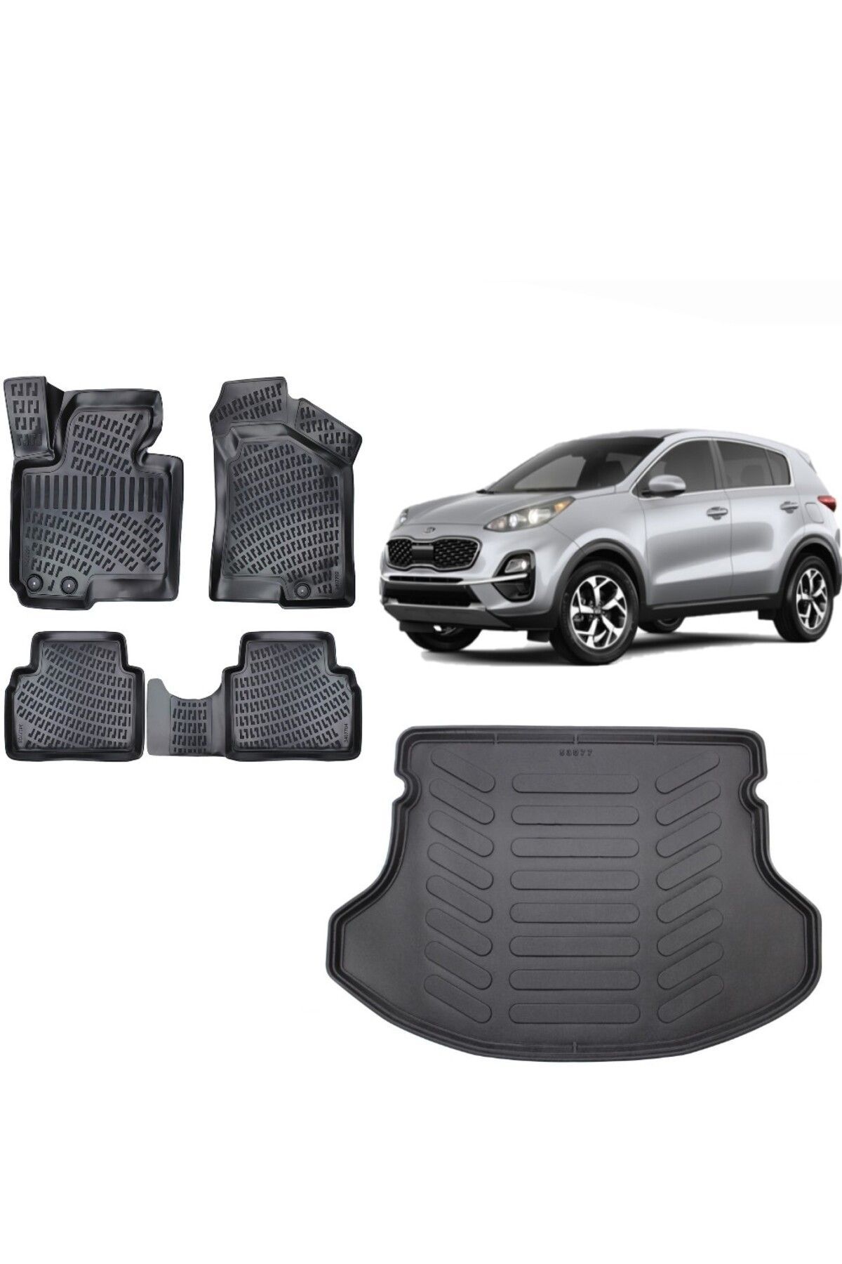 Kia Sportage R 2014 Model 3D Bagaj Havuzu+3D Havuzlu Araca Özel Paspas Takımı