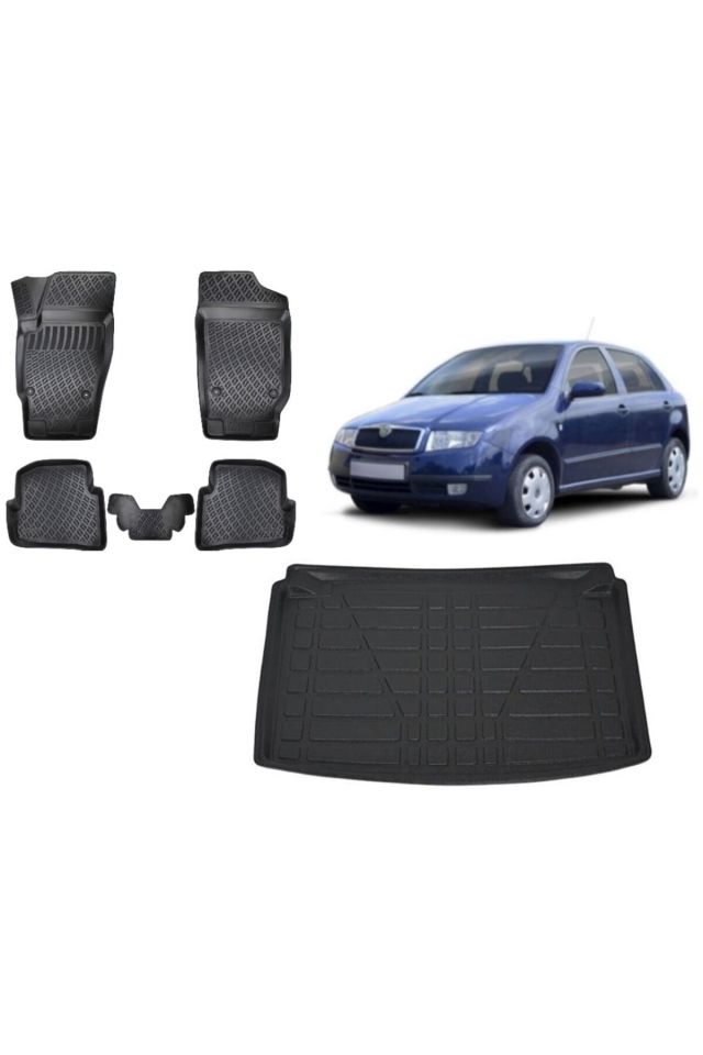 Skoda Fabia 2004 Model Hatchback 3D Bagaj Havuzu+3D Havuzlu Araca Özel Paspas Takımı