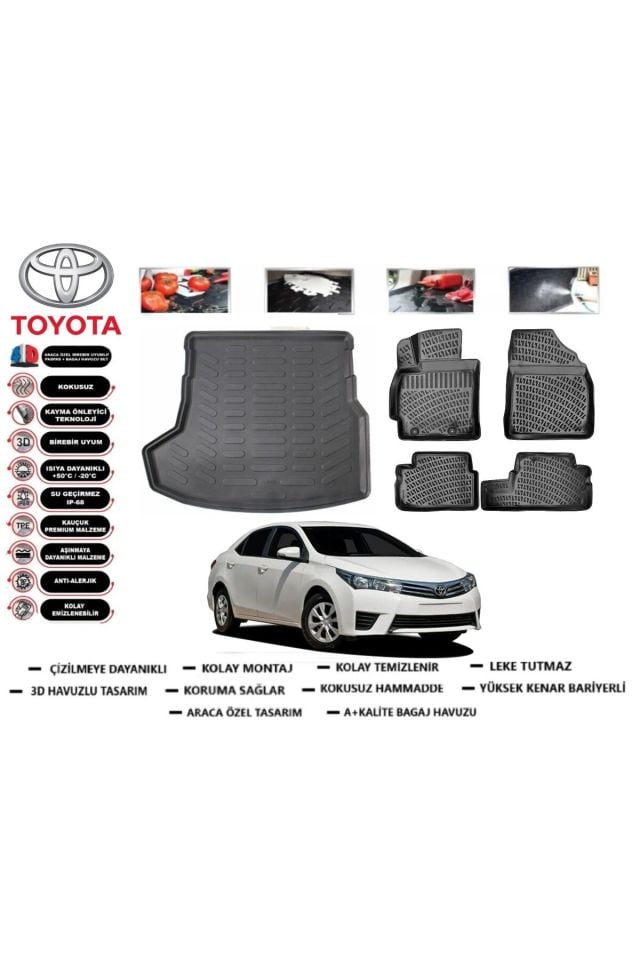 Toyota Corolla 2015 Model Bagaj Havuzu Araca Özel Paspas Takımı kauçuk