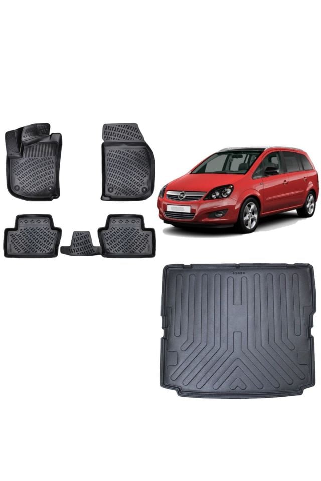 Opel Zafira B 2007 Model 3D Bagaj Havuzu+3D Havuzlu Araca Özel Paspas Takımı