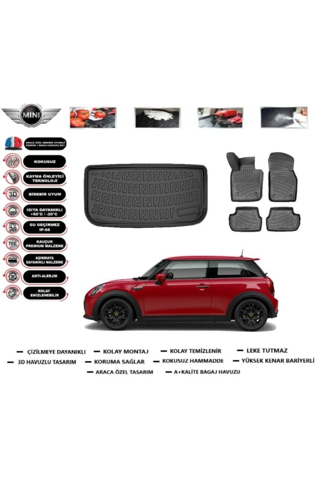 Mini Electric Cooper SE (F56) 2025 Model Alt Bagaj Havuzu Araca Özel Paspas Takımı Prrox