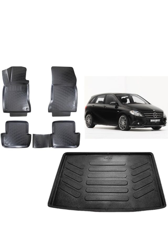 Mercedes B Serisi W246 2012 Model 3D Bagaj Havuzu+3D Havuzlu Araca Özel Paspas Takımı