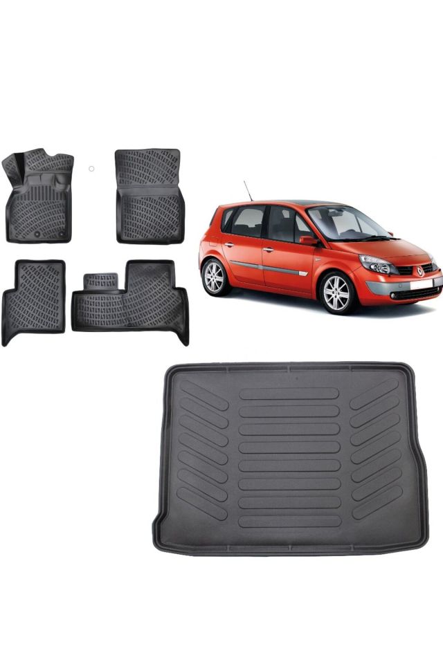 Renault Scenic 2 2006 Model 3D Bagaj Havuzu+3D Havuzlu Araca Özel Paspas Takımı