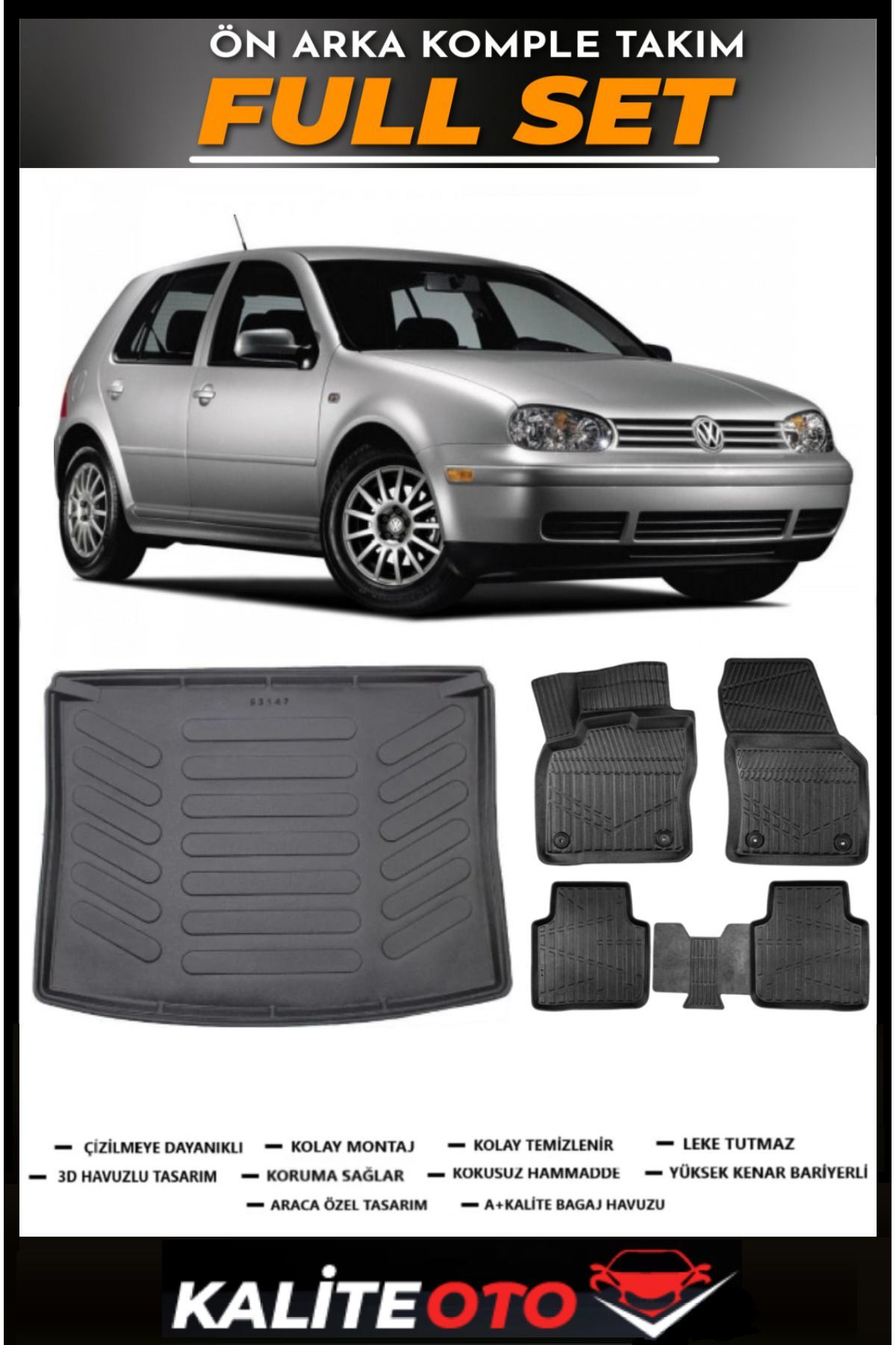 Volkswagen Golf 4 Bagaj Havuzu+4.5D Havuzlu Paspas Seti 2000 Model