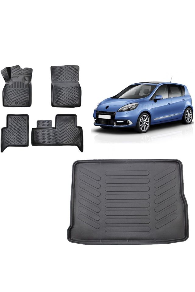 Renault Scenic 3 2015 Model 3D Bagaj Havuzu+3D Havuzlu Araca Özel Paspas Takımı