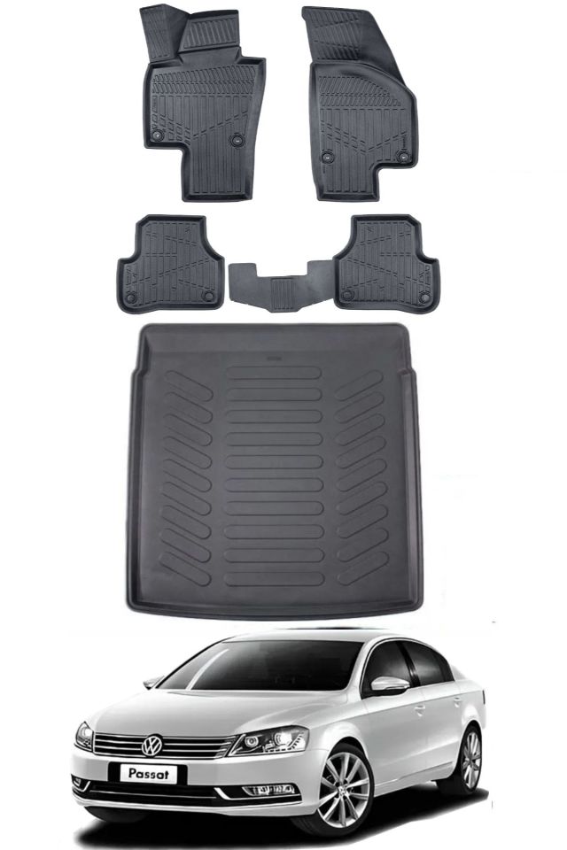 Volkswagen Passat B7 2012 Model Bagaj Havuzu Araca Özel Siyah Paspas Takımı