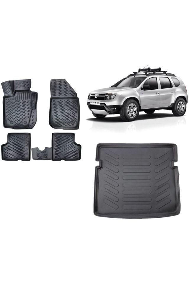 Dacia Duster 4WD 2009 Model 3D Bagaj Havuzu+3D Havuzlu Araca Özel Paspas Takımı