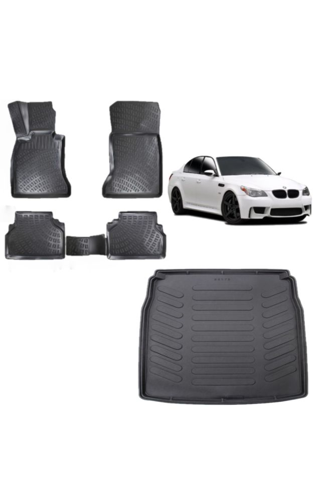 Bmw 5 Serisi E60 2010 Model 3D Bagaj Havuzu+3D Havuzlu Araca Özel Paspas Takımı
