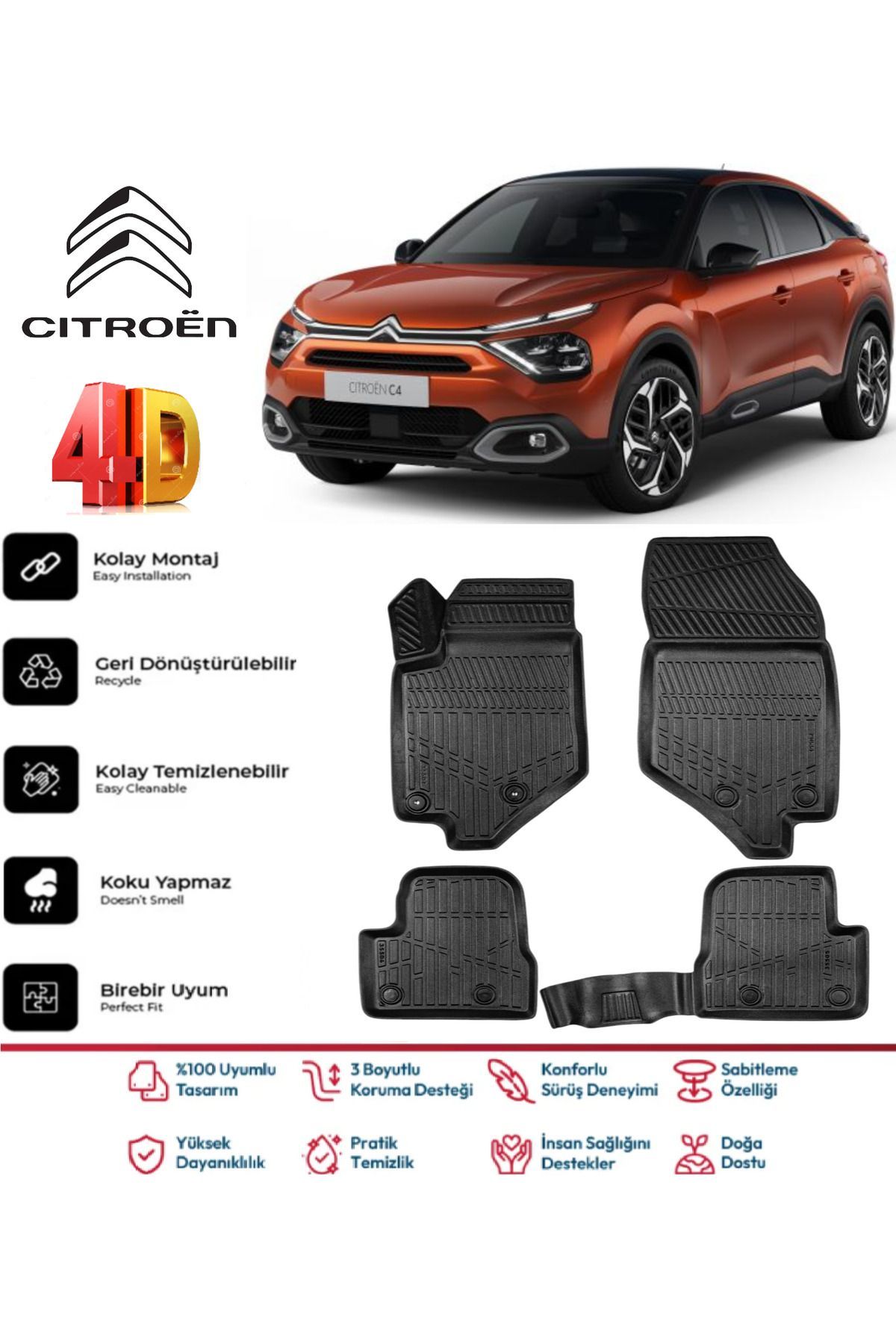 Citroen C4 2025 Model 4D Havuzlu Paspas