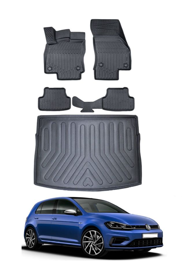 Volkswagen Golf 7 2020 Model Bagaj Havuzu Araca Özel Siyah Paspas Takımı
