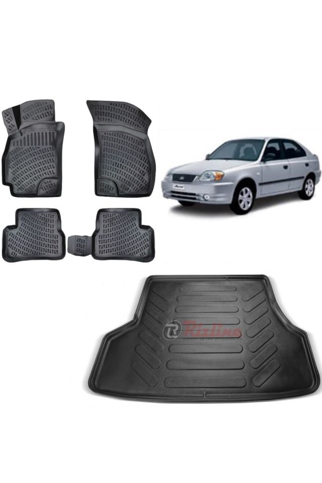 Hyundai Accent Admire 2004 Model 3D Bagaj Havuzu+3D Havuzlu Araca Özel Paspas Takımı