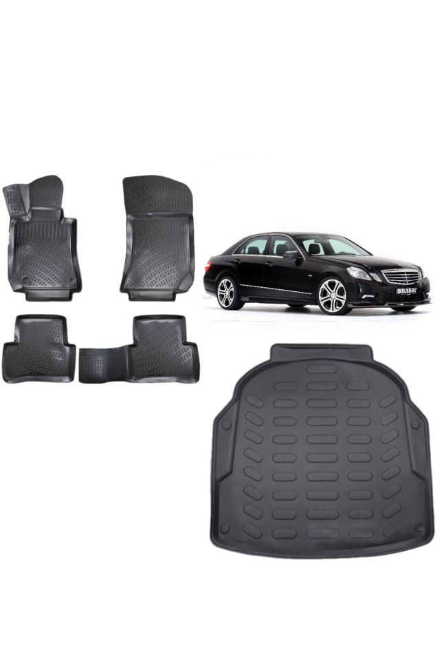 Mercedes E Serisi W212 2013 Model Plastik 3D Bagaj Havuzu+3D Havuzlu Araca Özel Paspas Takımı