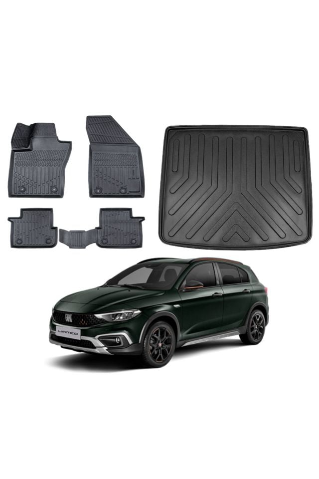 Fiat Egea Cross 2021 Model Uyumlu Tamir Kitli 3D Bagaj Havuzu+Paspas Takımı