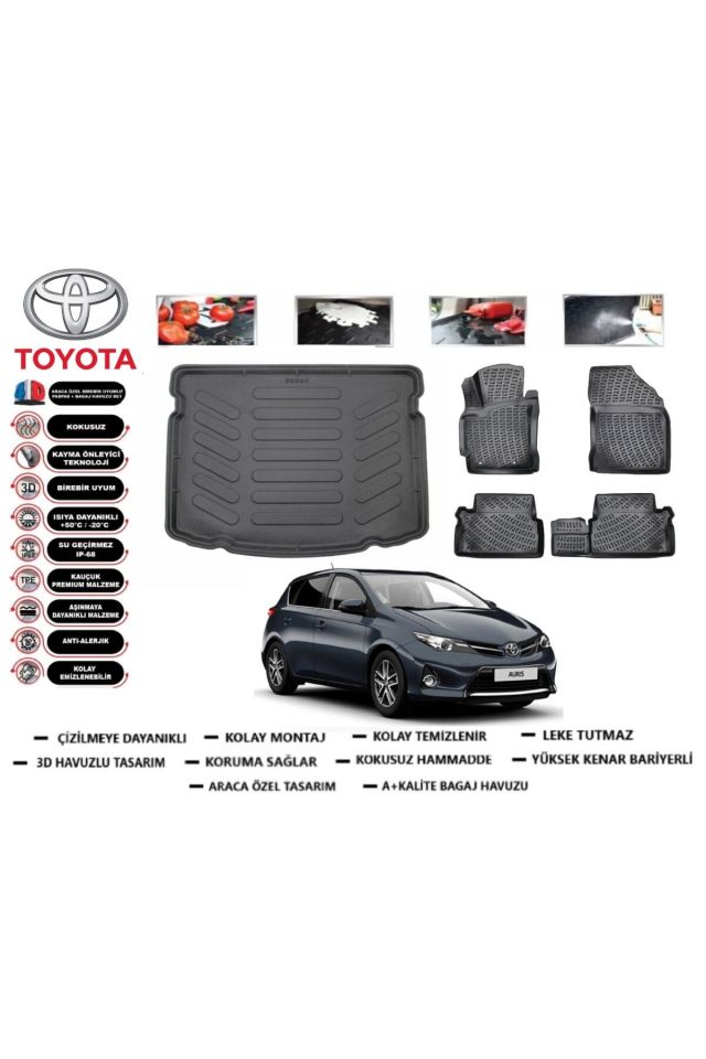Toyota Auris 2018 Model Bagaj Havuzu Araca Özel Paspas Takımı kauçuk