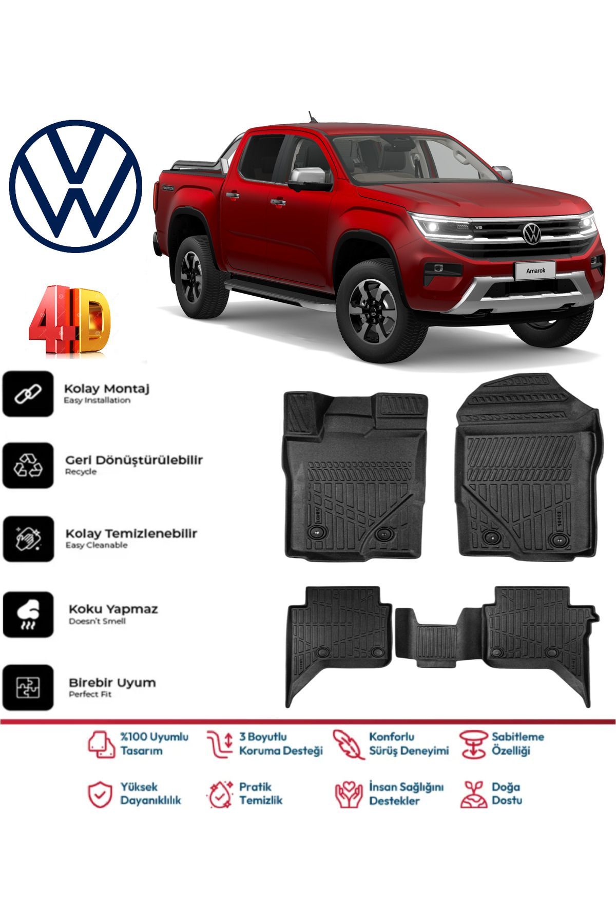 Volkswagen Amarok 2025 Model 4D Havuzlu Paspas