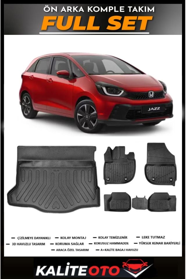 Honda Jazz Bagaj Havuzu+4.5D Havuzlu Paspas Seti 2022 Model