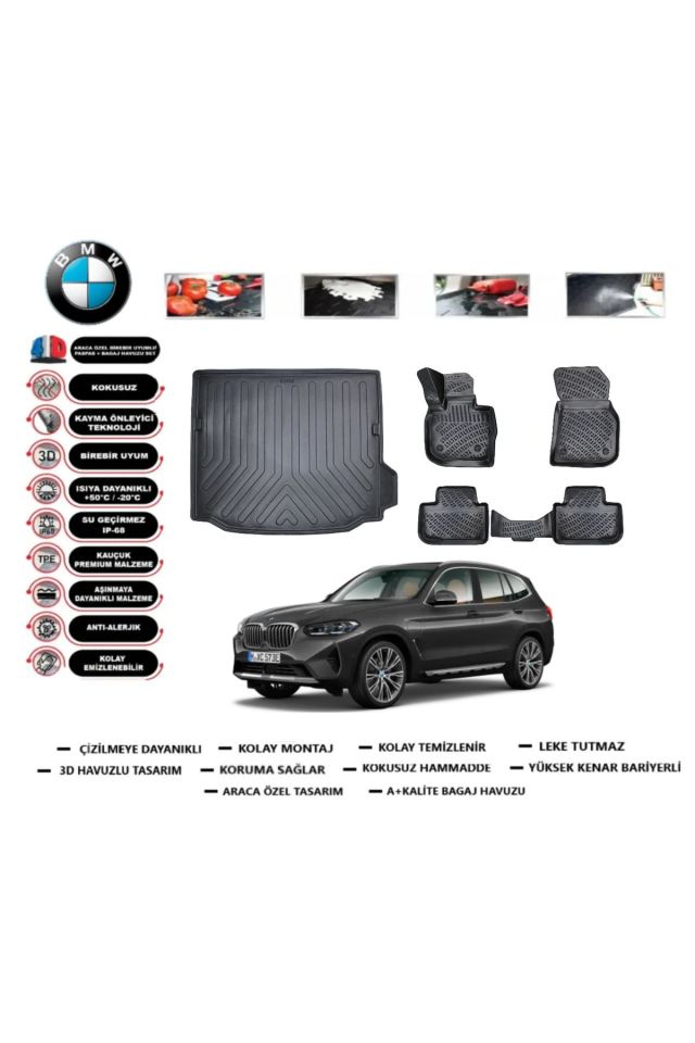 Bmw iX3 2025 Model Bagaj Havuzu Araca Özel Paspas Takımı Prrox