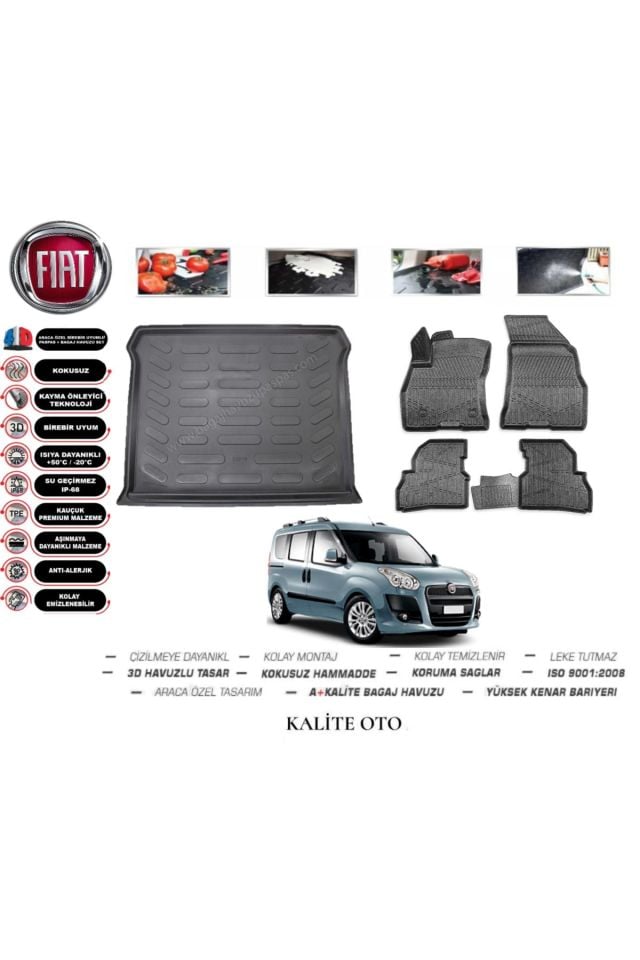 Fiat Doblo 2013 Model 3D Bagaj Havuzu+4D Havuzlu Paspas Setii