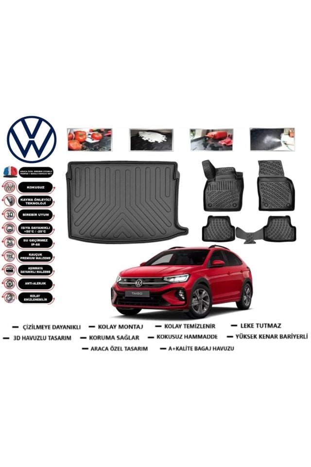 Volkswagen Taigo 2022 Model Üst Bagaj Havuzu Araca Özel Paspas Takımı Prrox
