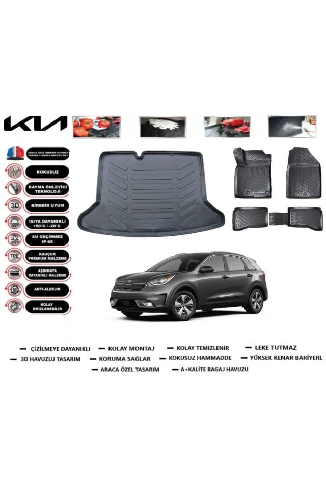 Kia Niro 2018 Model Bagaj Havuzu Araca Özel Paspas Takımı Prrox