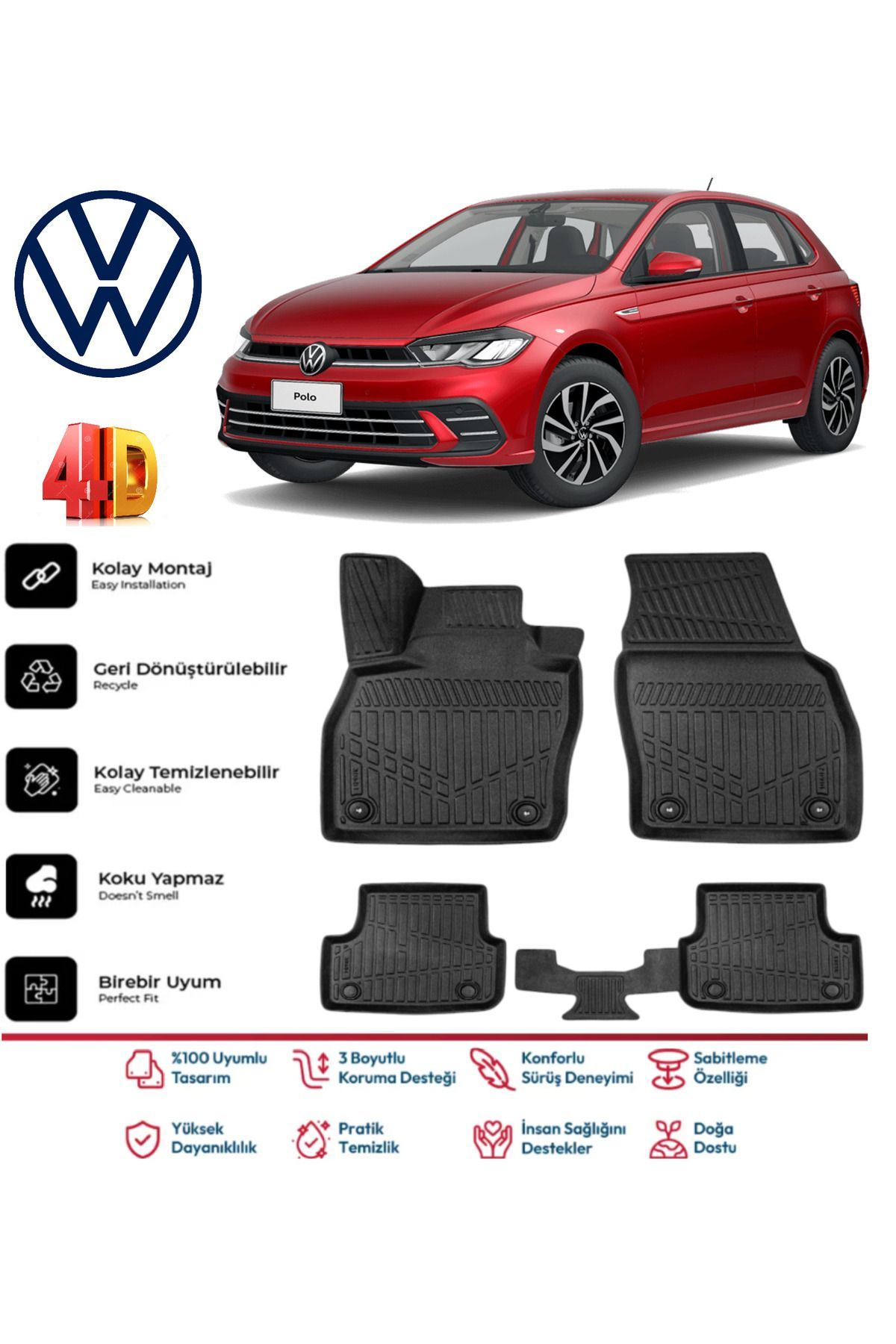 Volkswagen Polo 2019 Model 4D Havuzlu Paspas