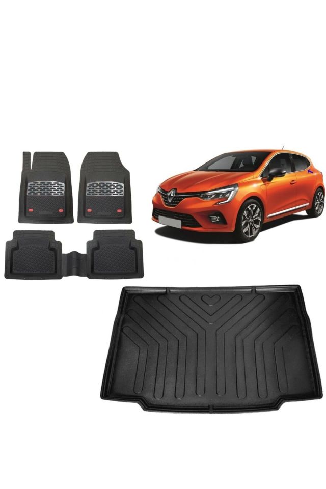 Renault Clio 5 2021 Model 3D Bagaj Havuzu+3D Havuzlu Safir Karbon Kromlu Paspas