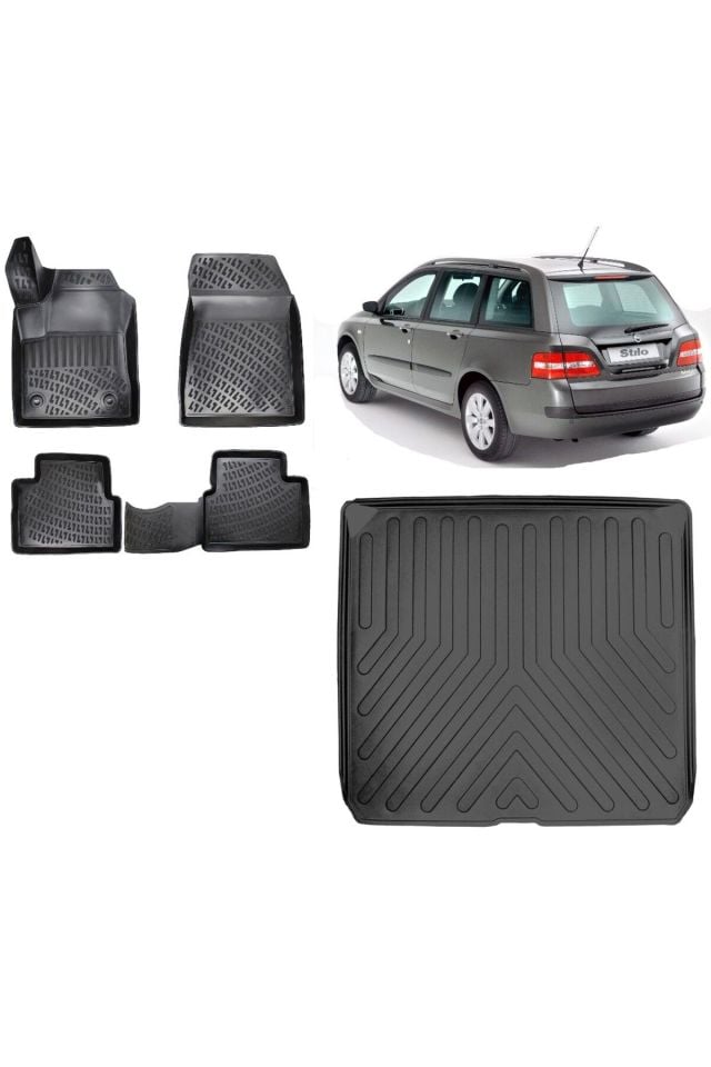 Fiat Stilo SW 2002 Model 3D Bagaj Havuzu+3D Havuzlu Araca Özel Paspas Takımı