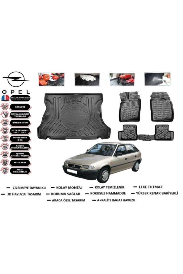 Opel Astra F HB 1997 Model Bagaj Havuzu Araca Özel Paspas Takımı Prrox