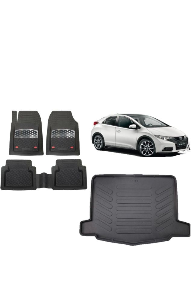 Honda Civic HB 2015 Model 3D Bagaj Havuzu+3D Havuzlu Safir Karbon Kromlu Paspas