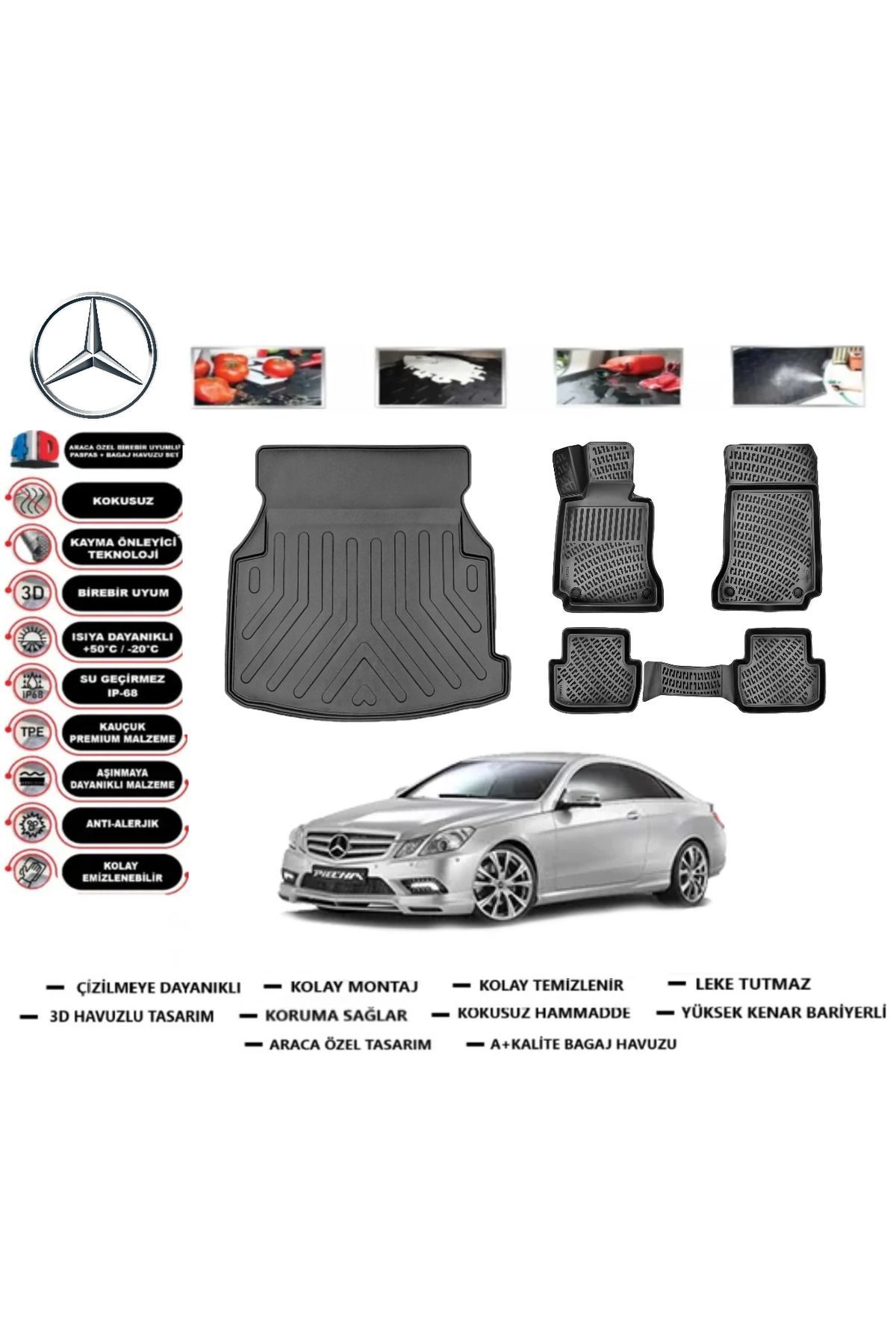 Mercedes E Serisi W207 Coupe 2010 Model Bagaj Havuzu Araca Özel Paspas Takımı Prrox