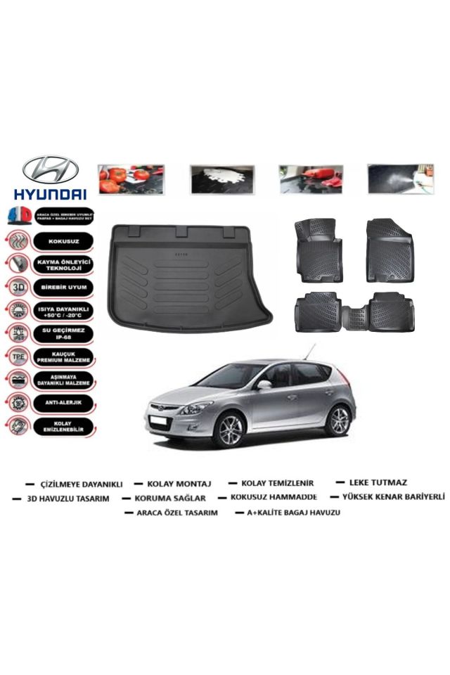 Hyundai i30 2009 Model Bagaj Havuzu Araca Özel Paspas Takımı Prrox