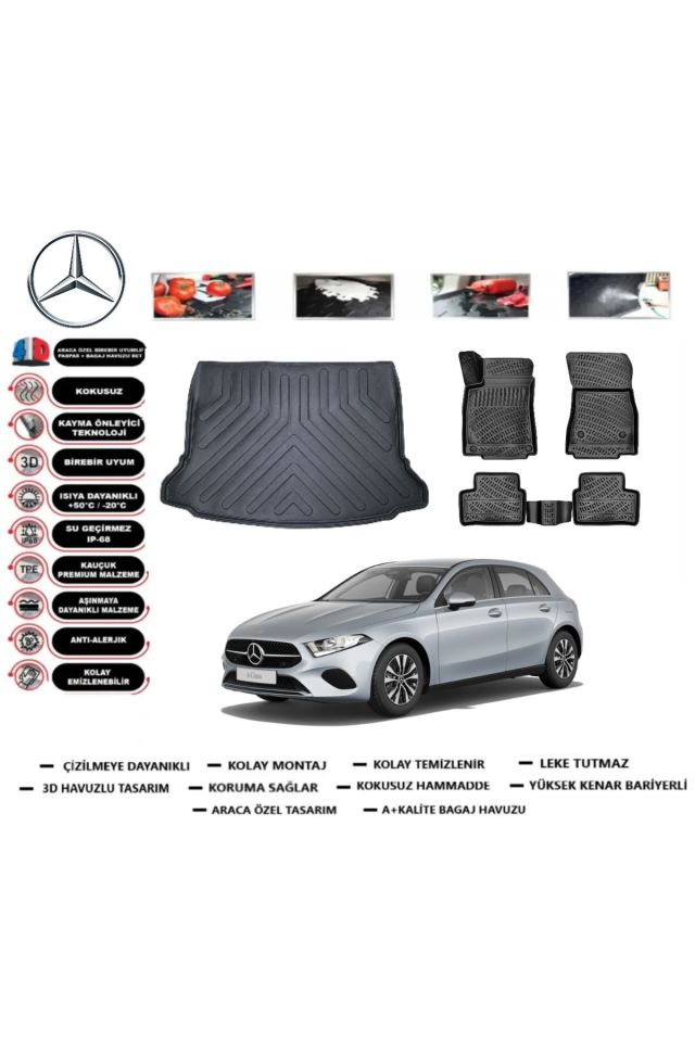 Mercedes A Serisi W177 HB Kulaklı 2023 Model Bagaj Havuzu Araca Özel Paspas Takımı Prrox