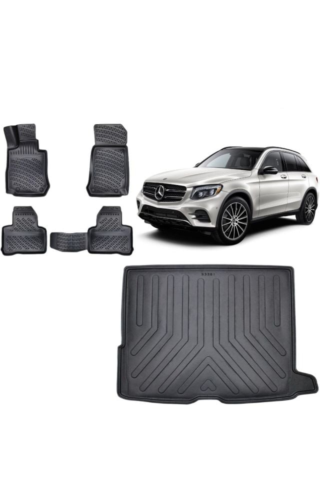 Mercedes GLC SUV 2021 Model 3D Bagaj Havuzu+3D Havuzlu Araca Özel Paspas Takımı