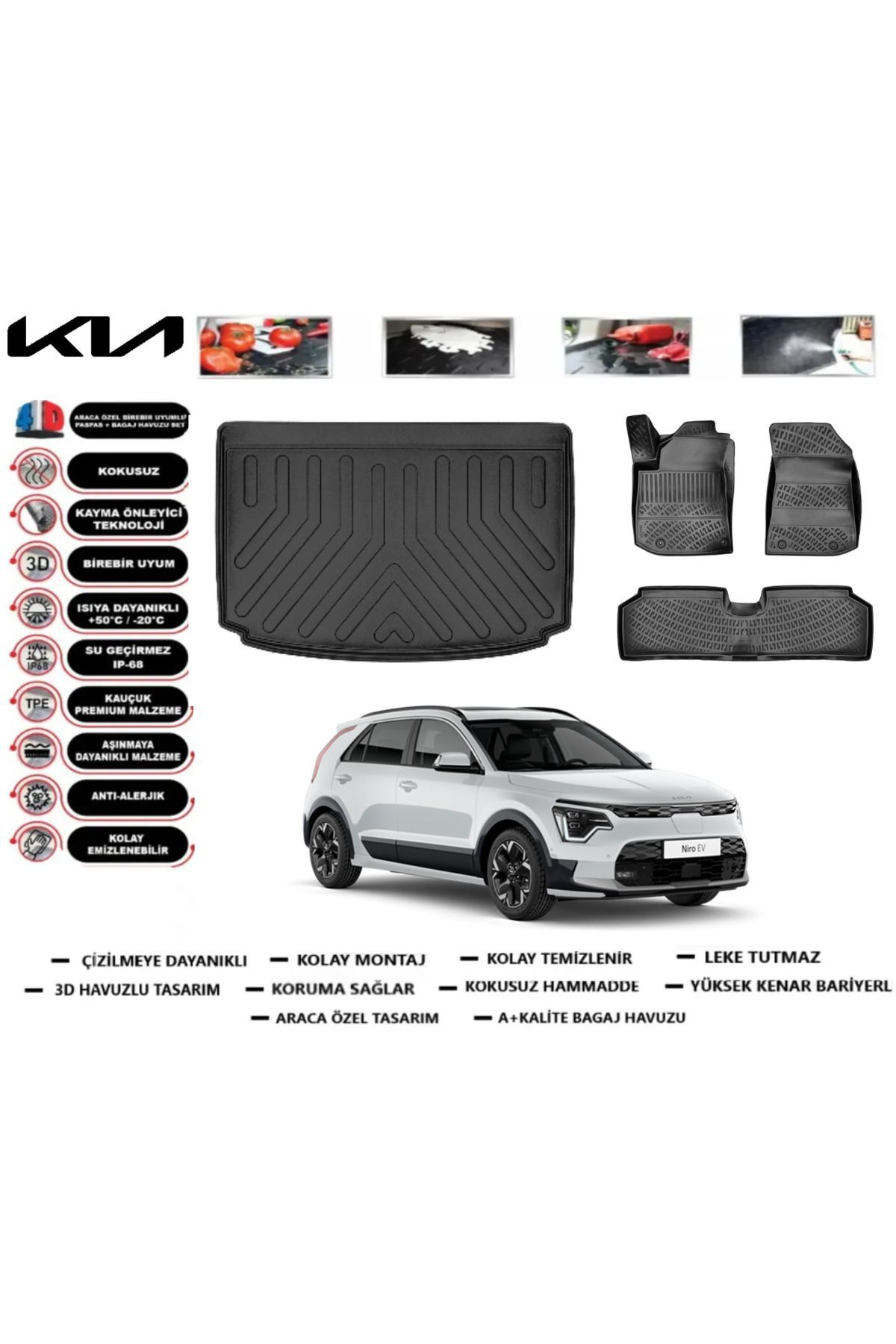 Kia Niro Elektrikli Prestige 2025 Model Üst Bagaj Havuzu Araca Özel Paspas Takımı Prrox