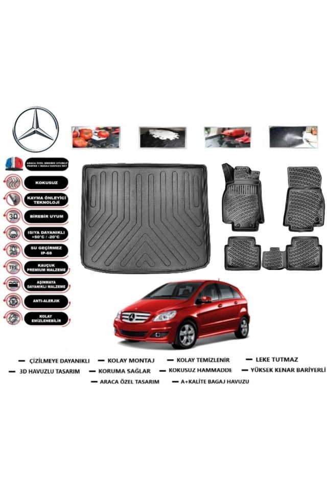 Mercedes B Serisi W245 2010 Model Üst Bagaj Havuzu Araca Özel Paspas Takımı Prrox