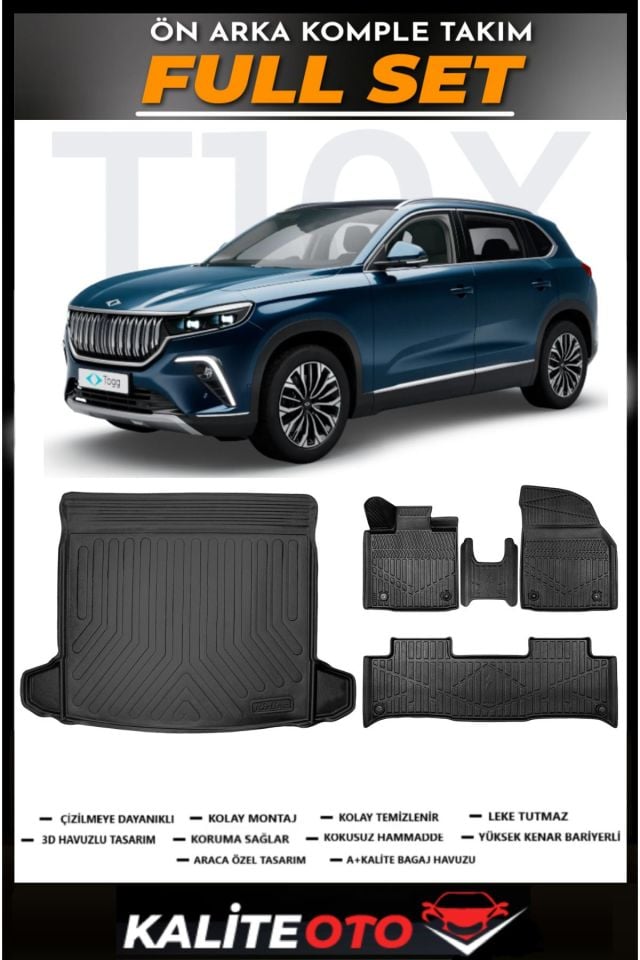 Togg T10X Bagaj Havuzu+4.5D Havuzlu Paspas Seti 2024 Model