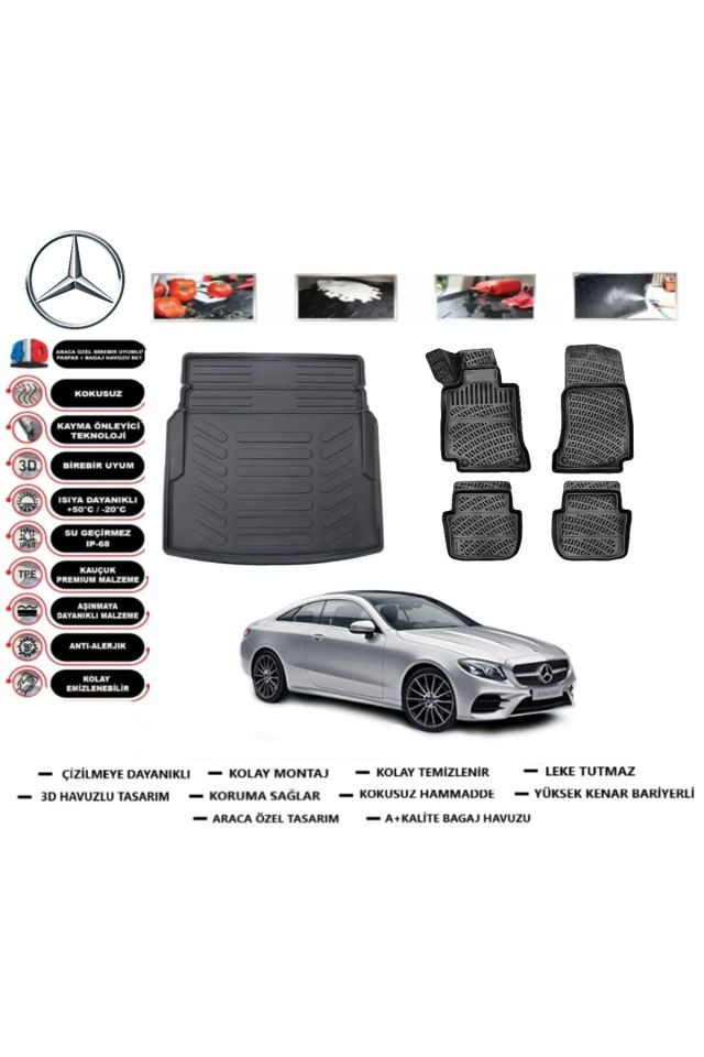 Mercedes E Serisi Coupe C238 2018 Model Bagaj Havuzu Araca Özel Paspas Takımı Prrox