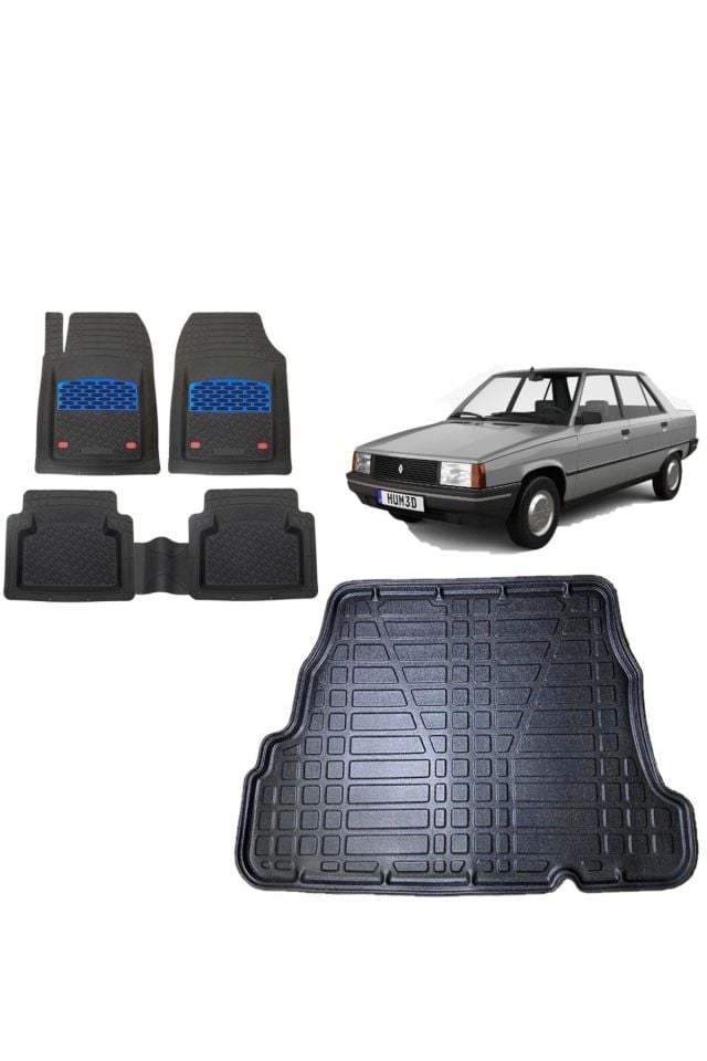 Renault 9 Sedan 2000 Model 3D Bagaj Havuzu+3D Havuzlu Safir Mavi Kromlu Paspas
