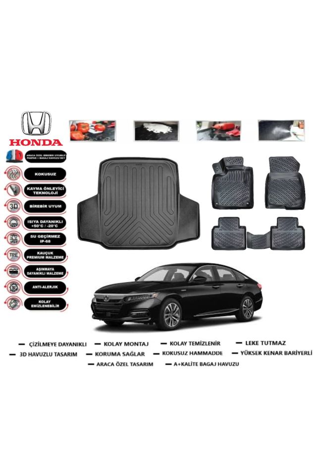 Honda Accord 2021 Model Bagaj Havuzu Araca Özel Paspas Takımı Prrox